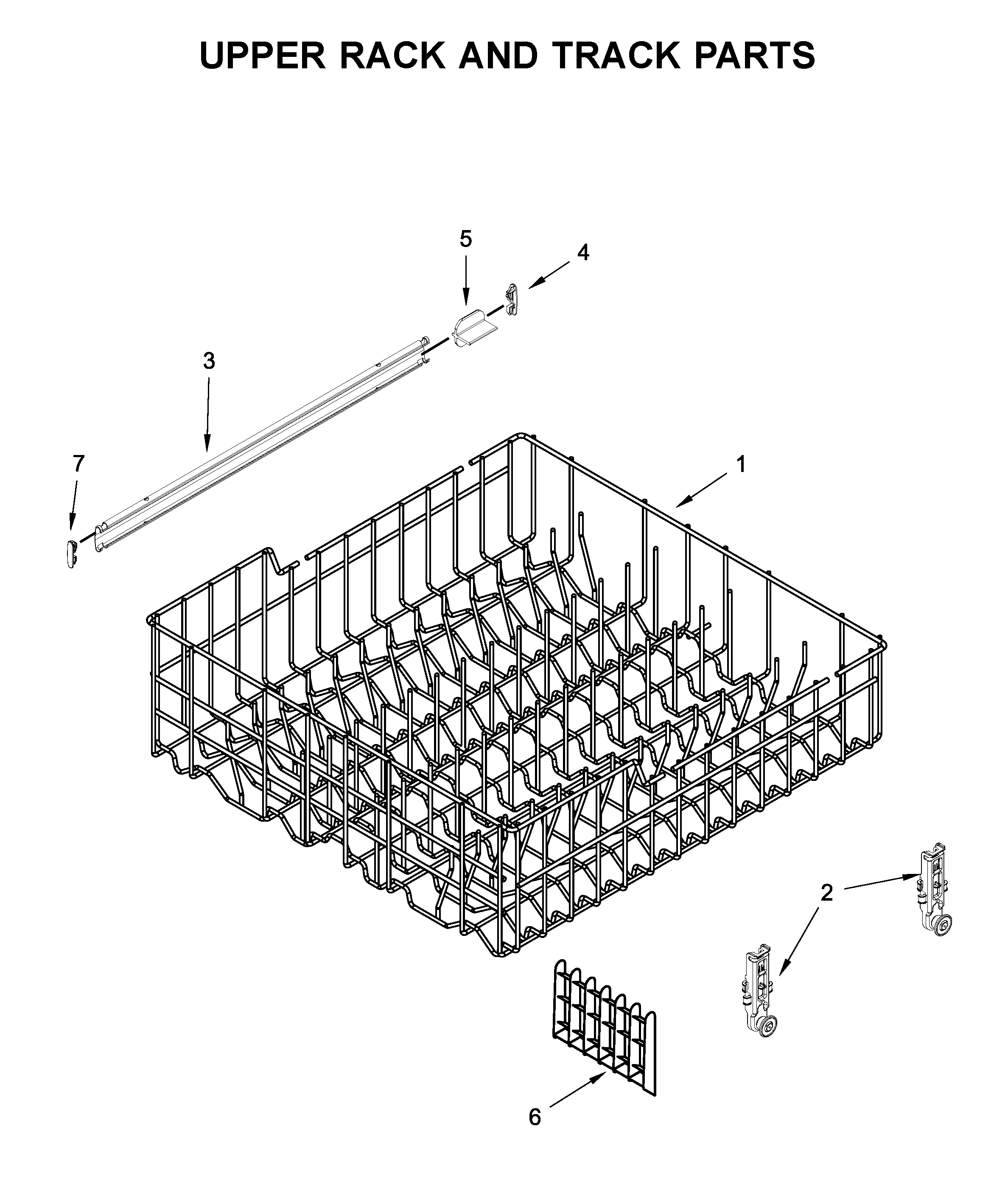 Upper rack and track parts