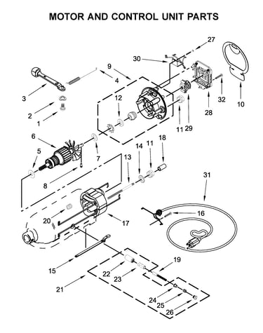 Motor and control unit parts