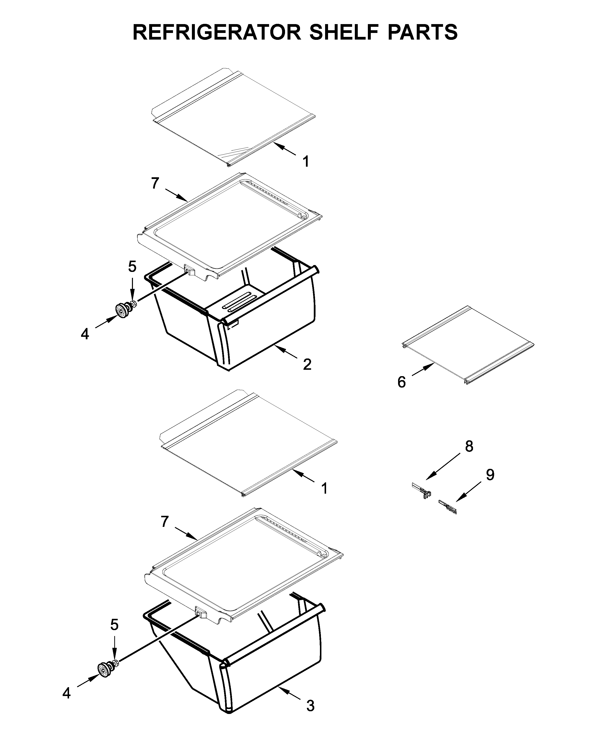 Refrigerator shelf parts