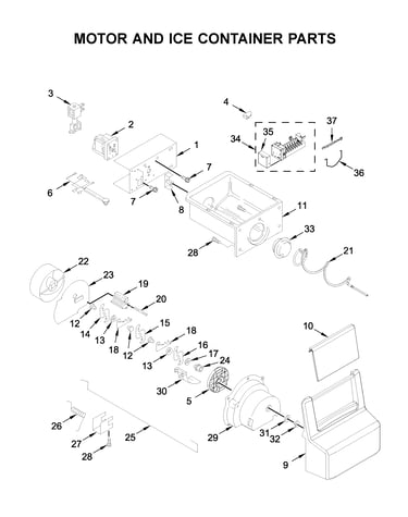 Motor and ice container parts