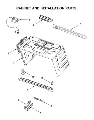 Cabinet and installation parts