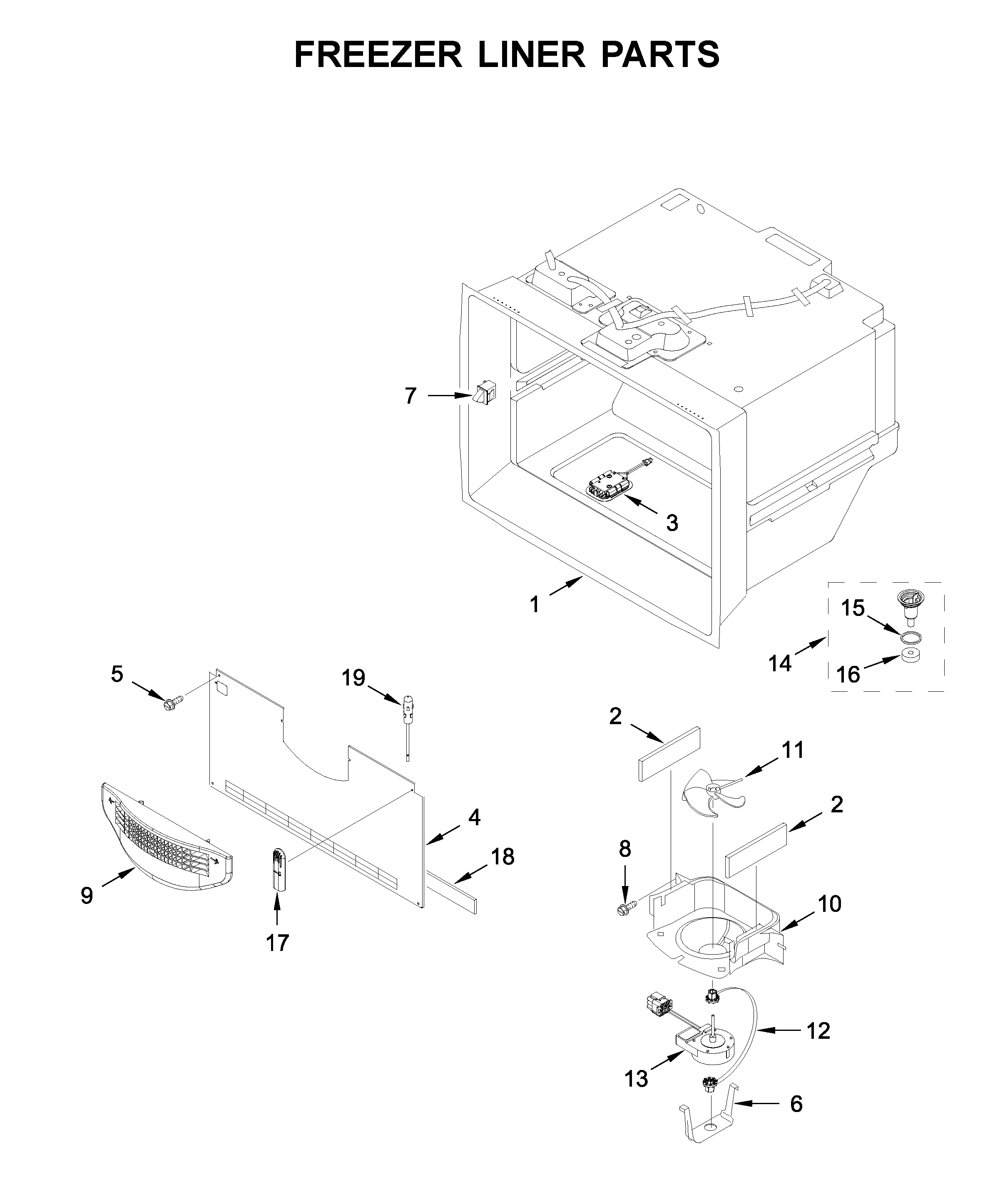 Freezer liner parts