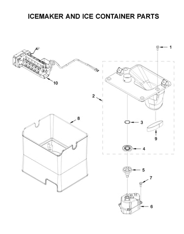 Icemaker and ice container parts