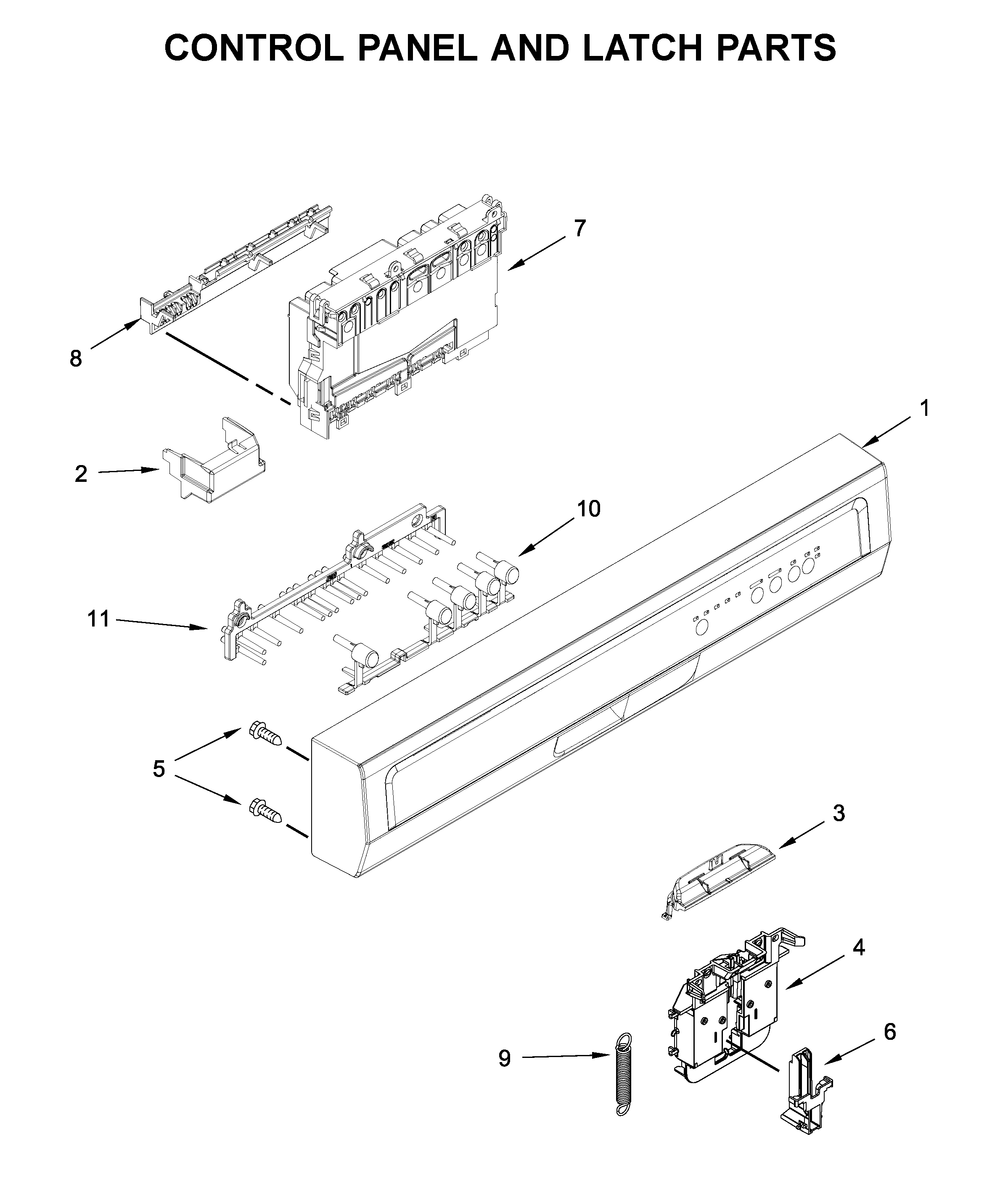 CONTROL PANEL AND LATCH PARTS