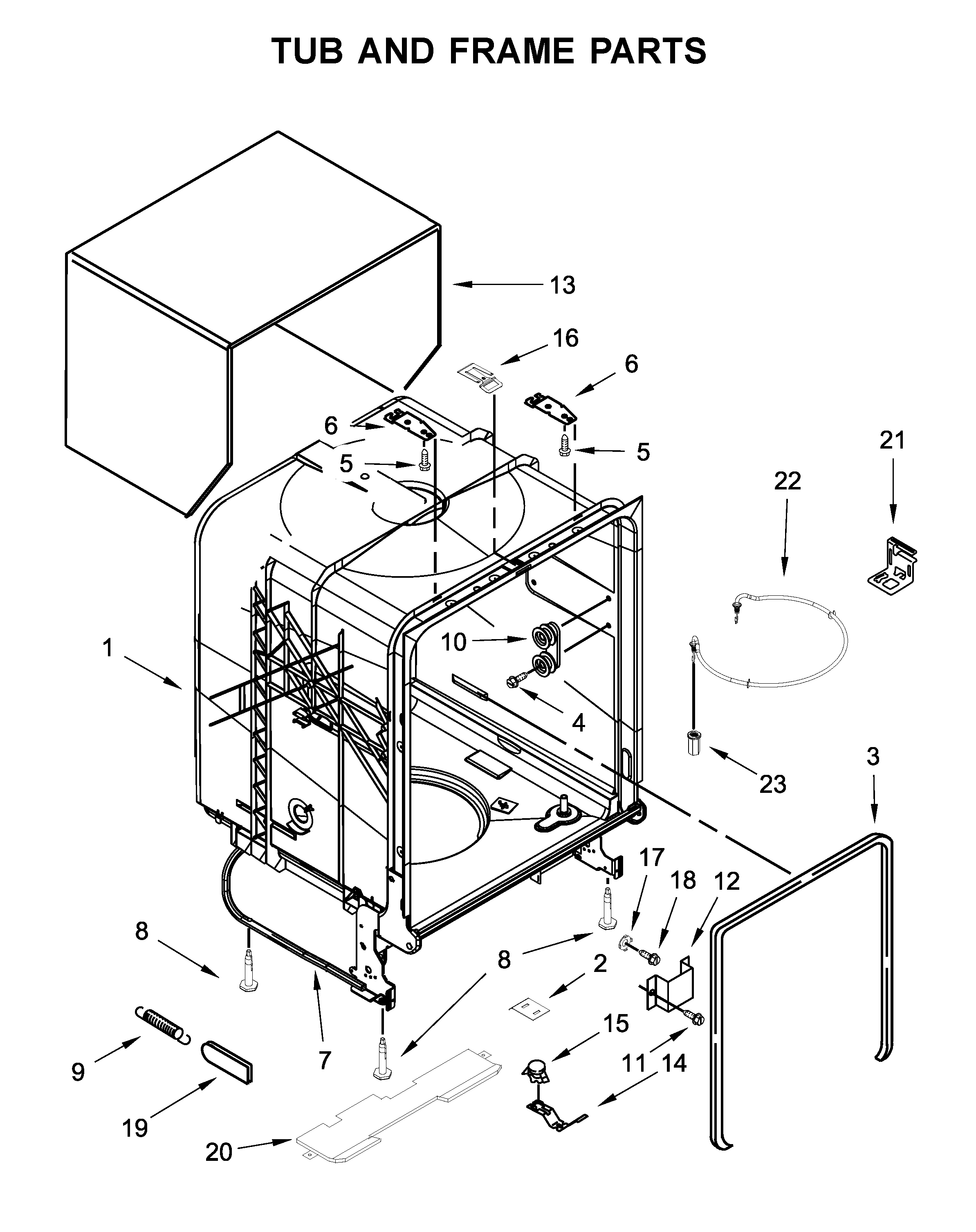 TUB AND FRAME PARTS