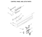 Whirlpool WDP370PAHB1 control panel and latch parts diagram