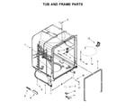 Whirlpool WDP370PAHB1 tub and frame parts diagram