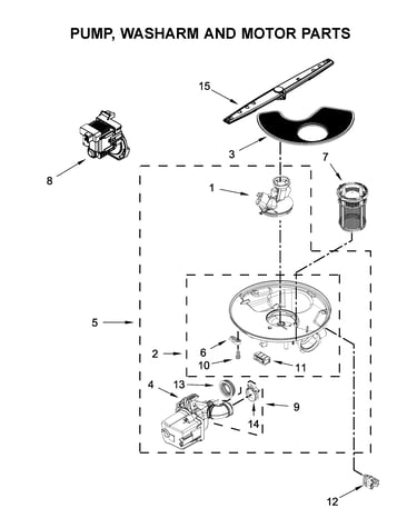 Pump, washarm and motor parts