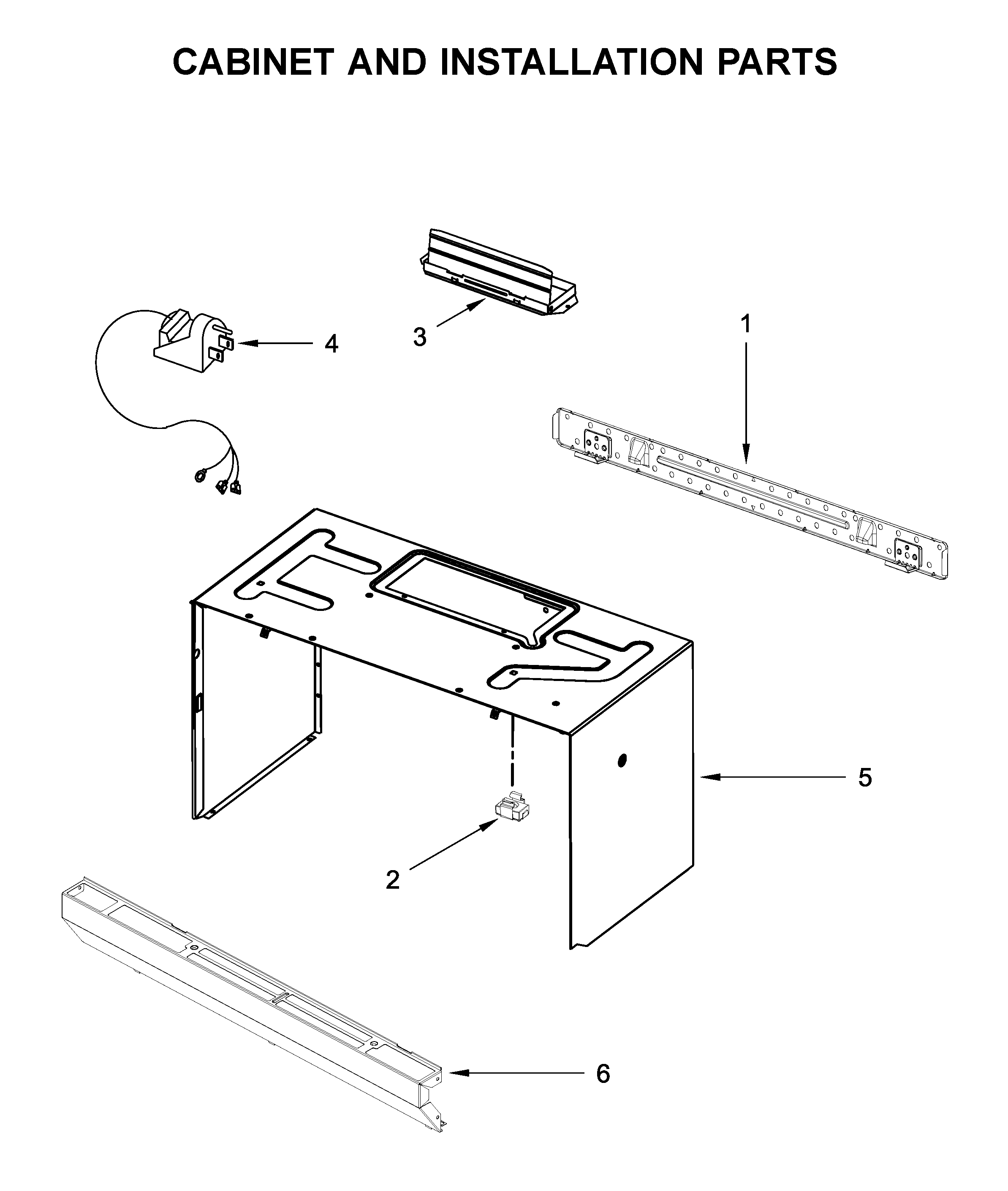 Cabinet and installation parts