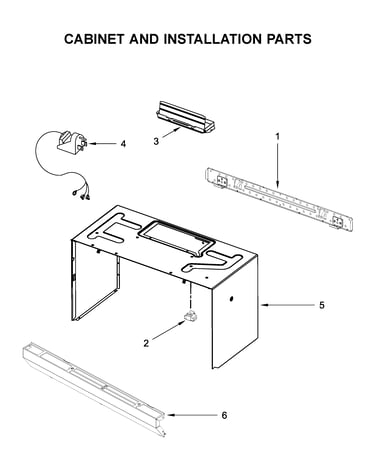 Cabinet and installation parts