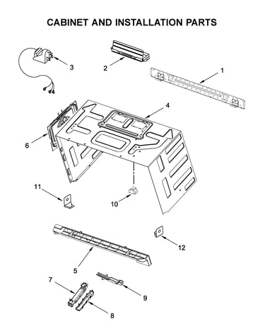 Cabinet and installation parts