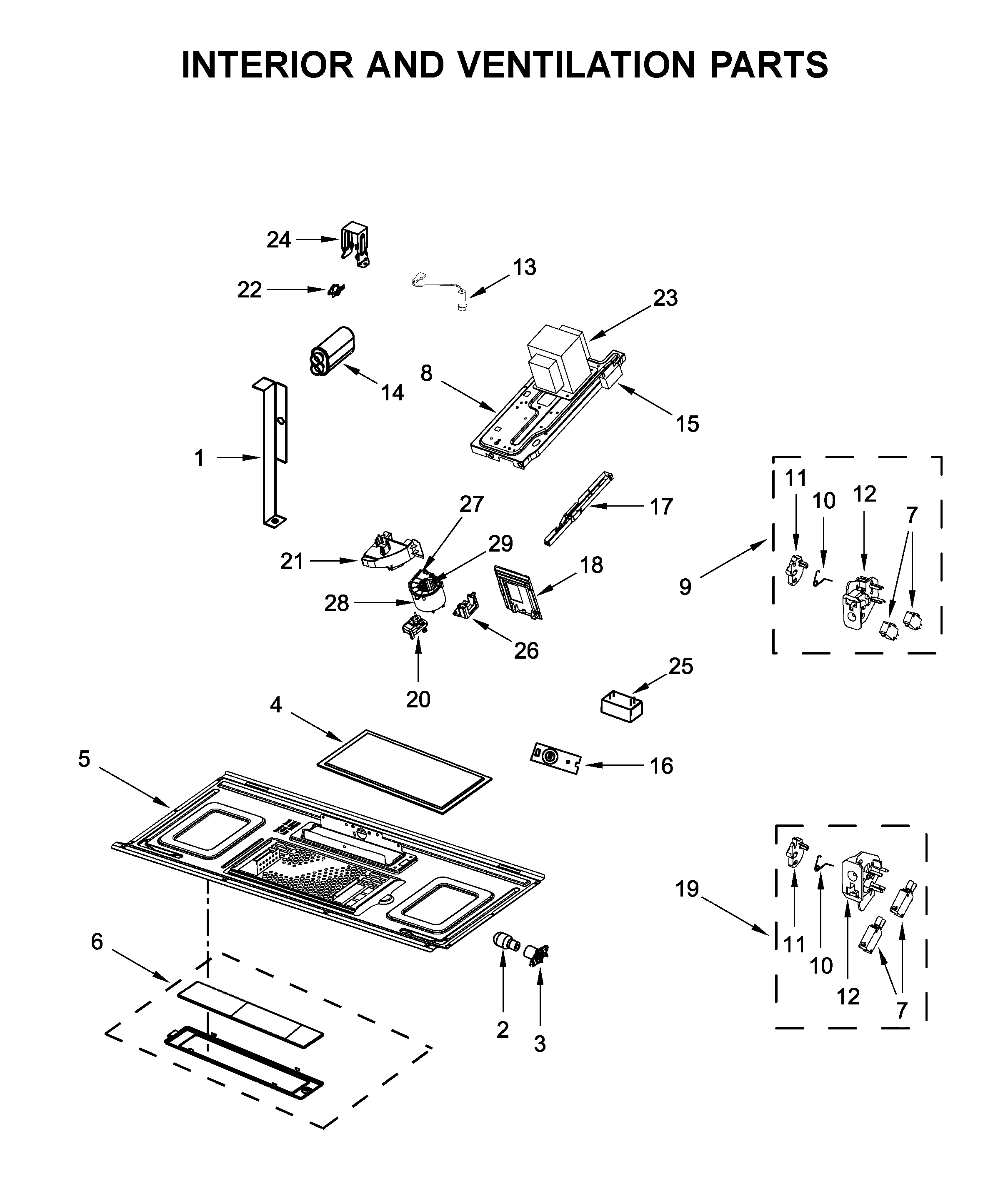 Interior and ventilation parts