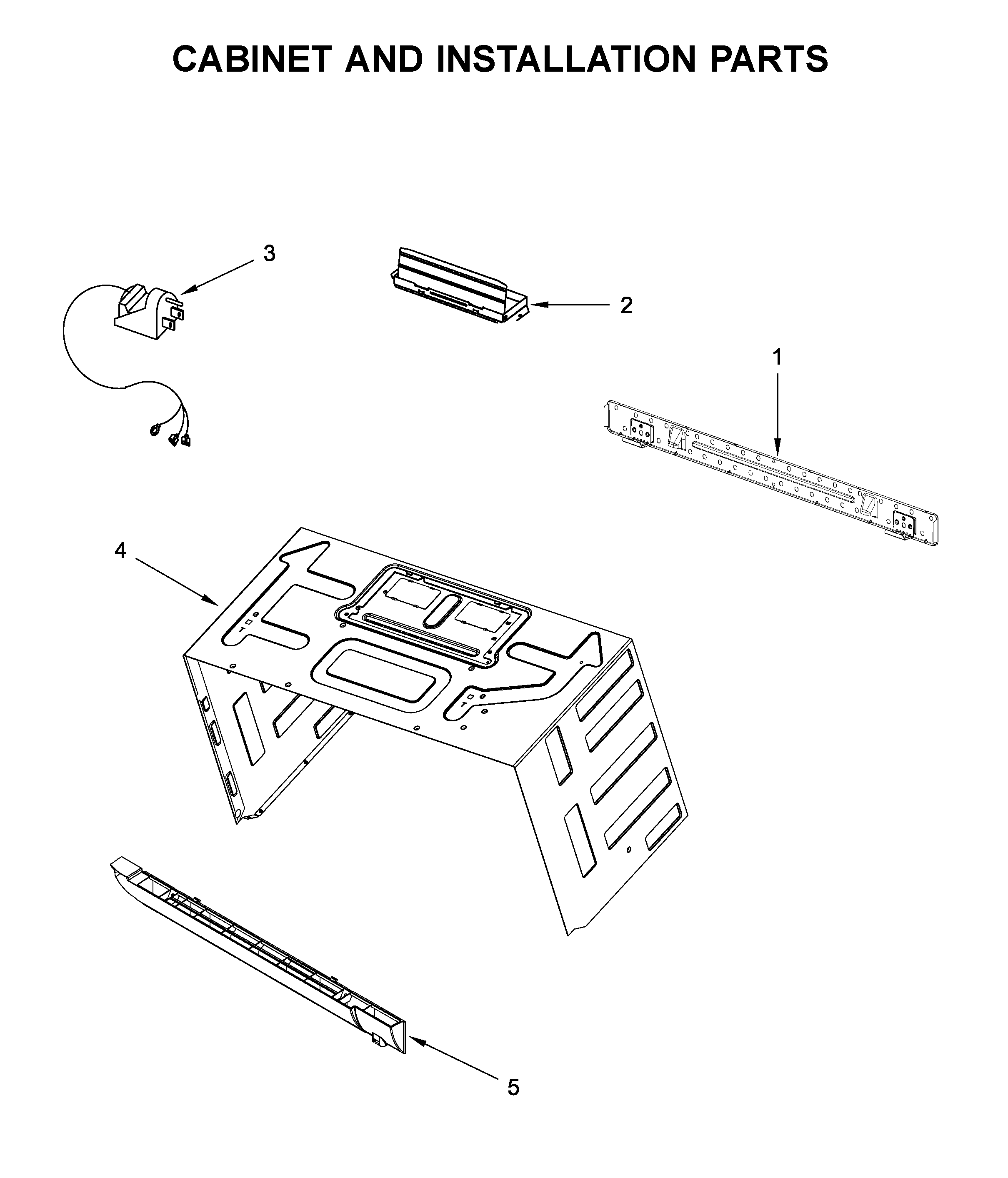 Cabinet and installation parts