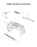 Cabinet and installation parts