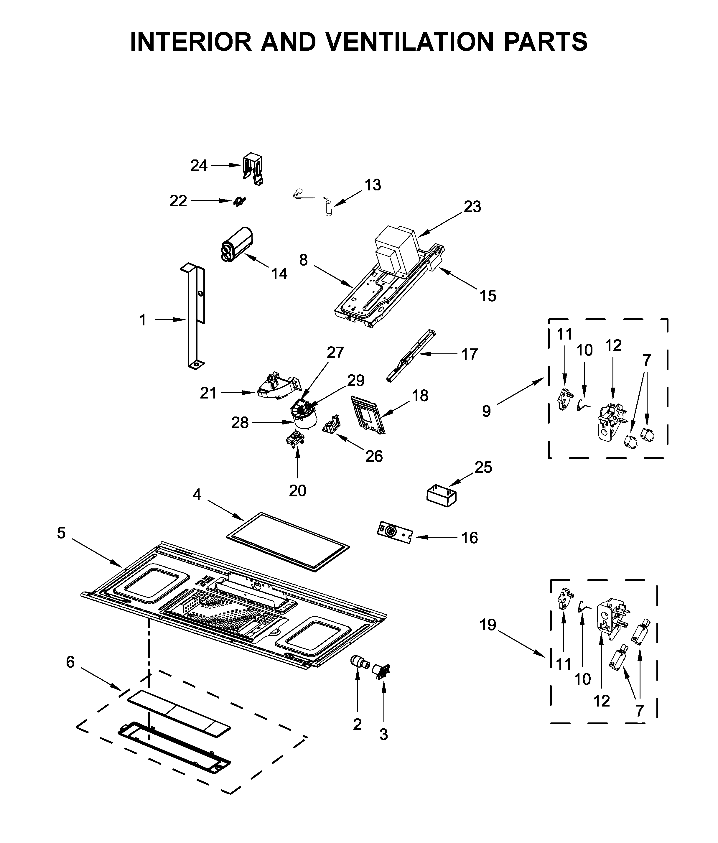 Interior and ventilation parts
