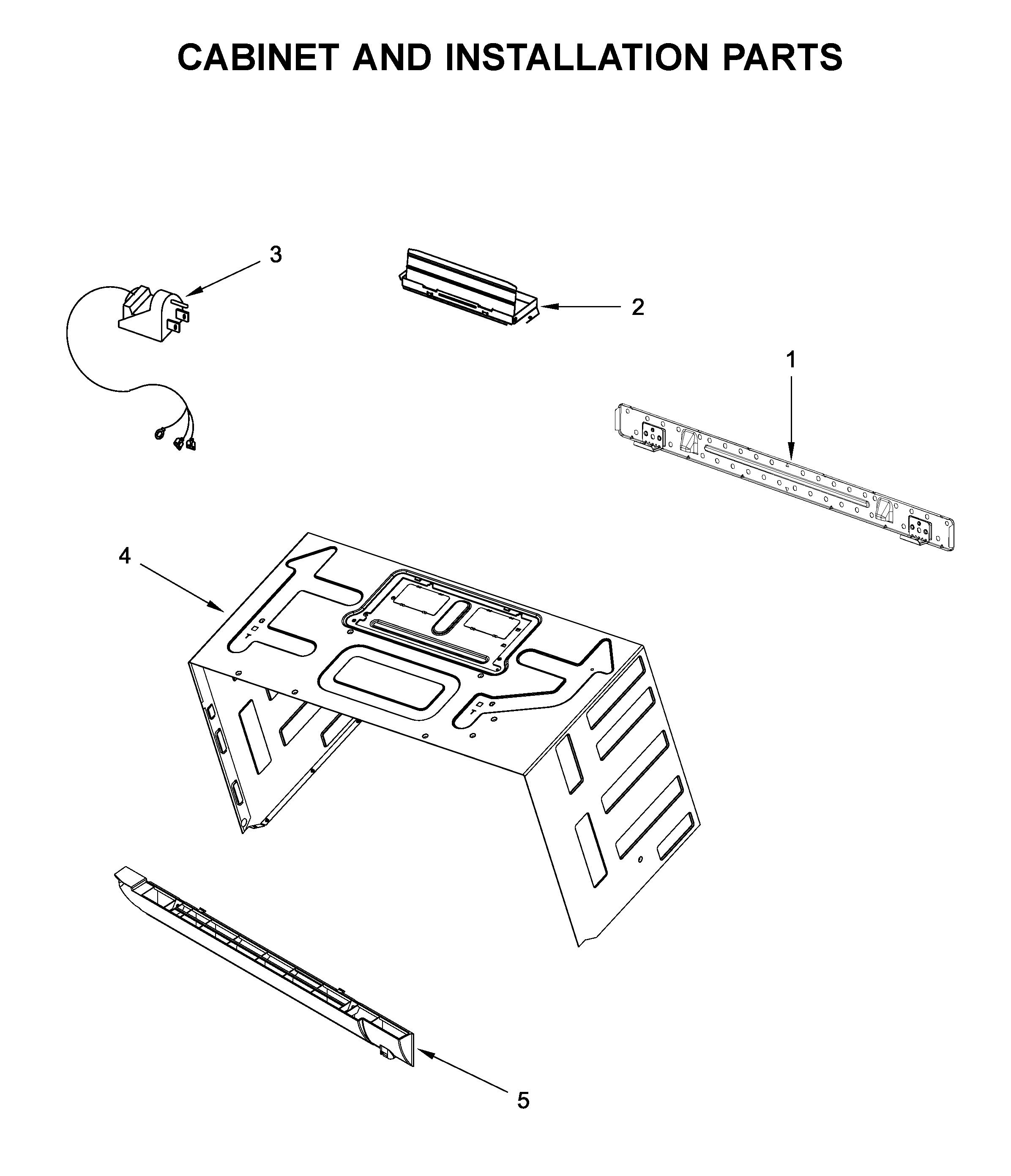Cabinet and installation parts
