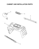 Cabinet and installation parts