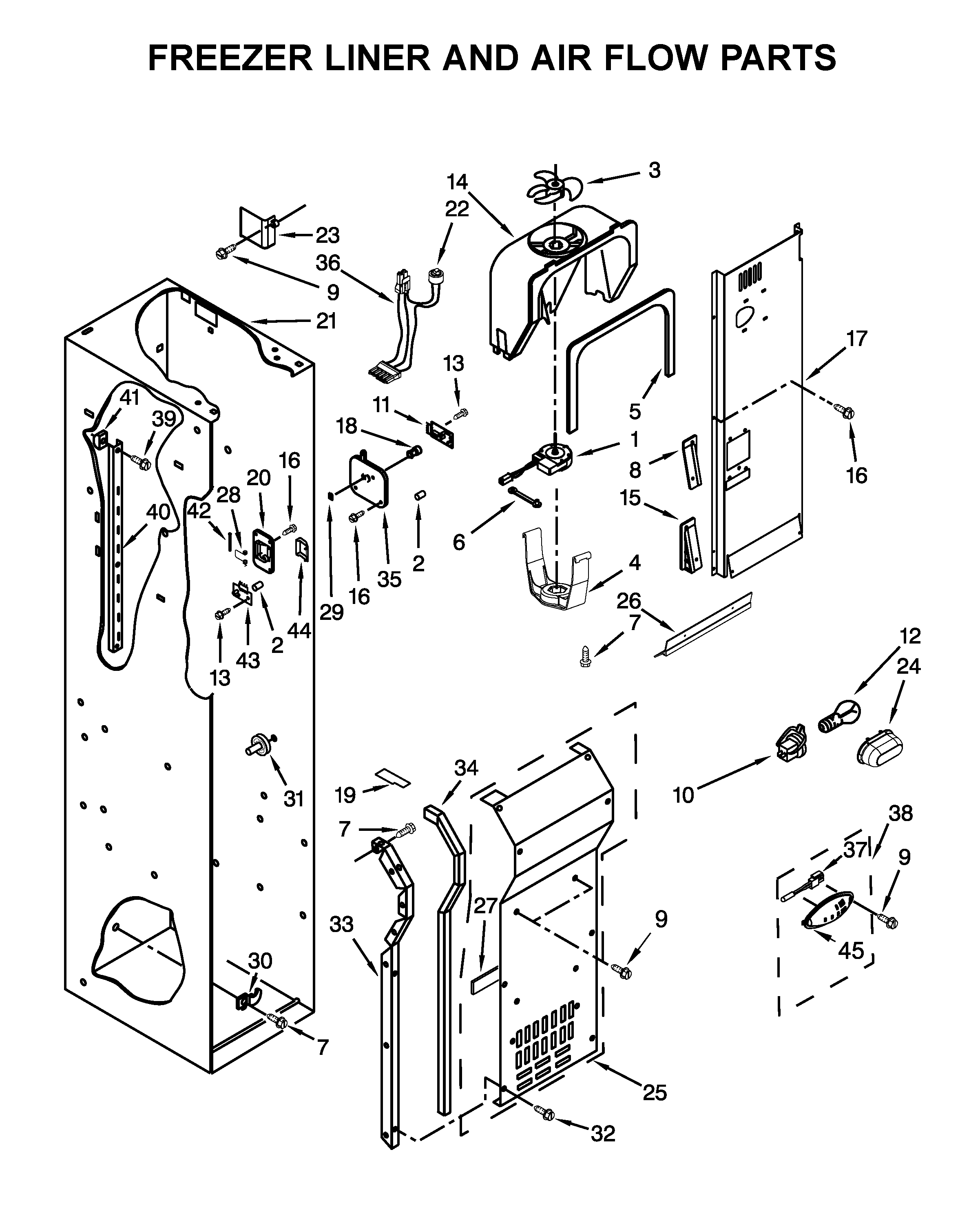 FREEZER LINER AND AIR FLOW PARTS