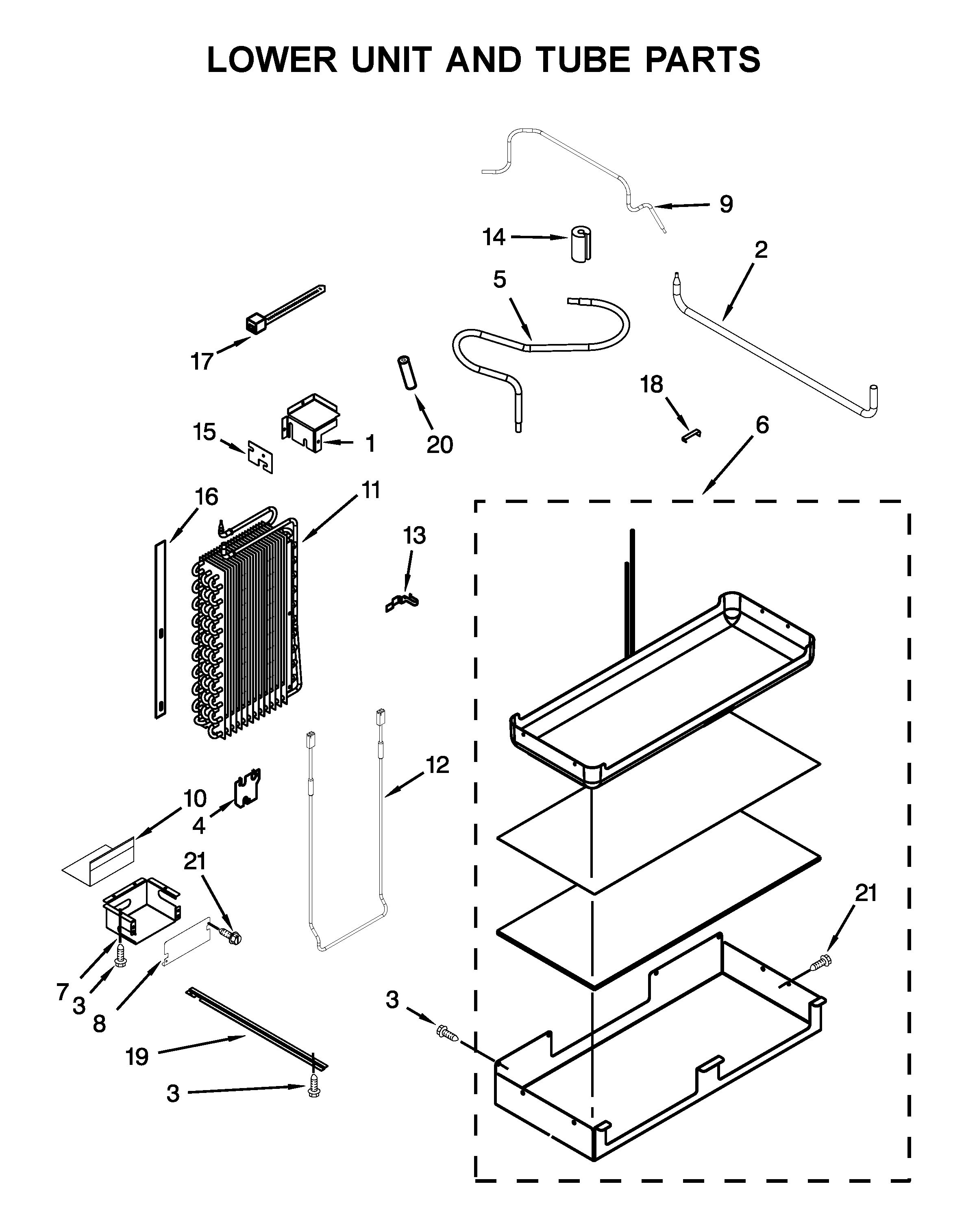 LOWER UNIT AND TUBE PARTS