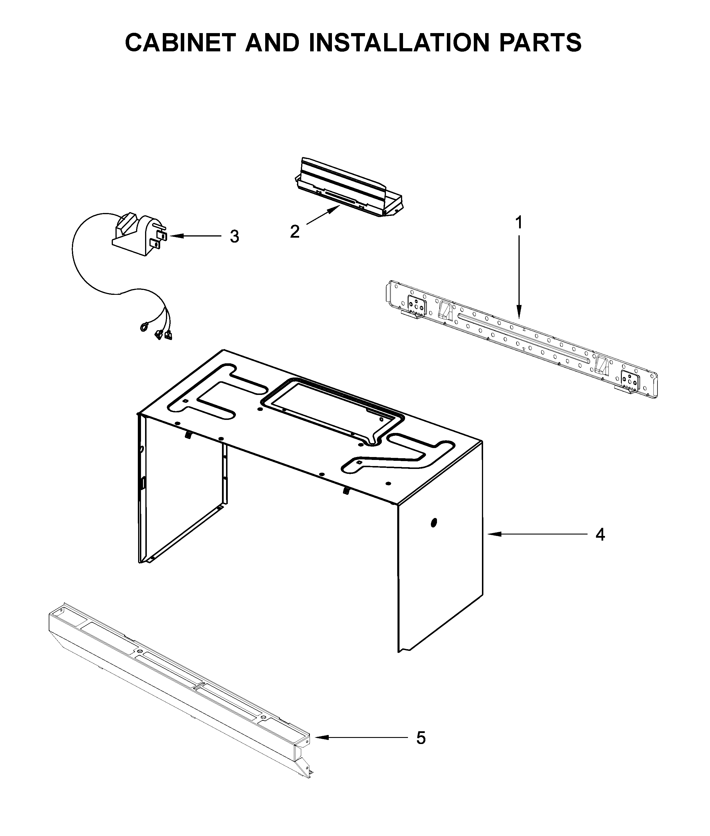 Cabinet and installation parts