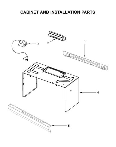 Cabinet and installation parts