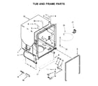 Whirlpool WDF520PADM8 tub and frame parts diagram