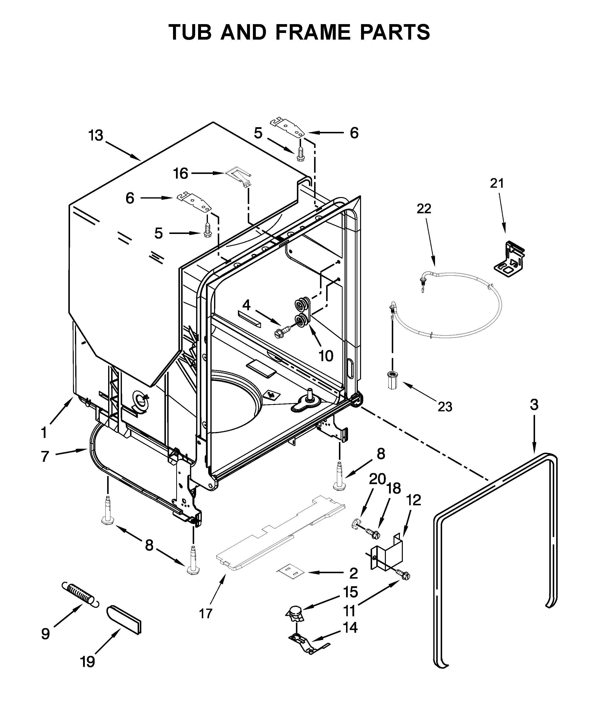 Tub and frame parts