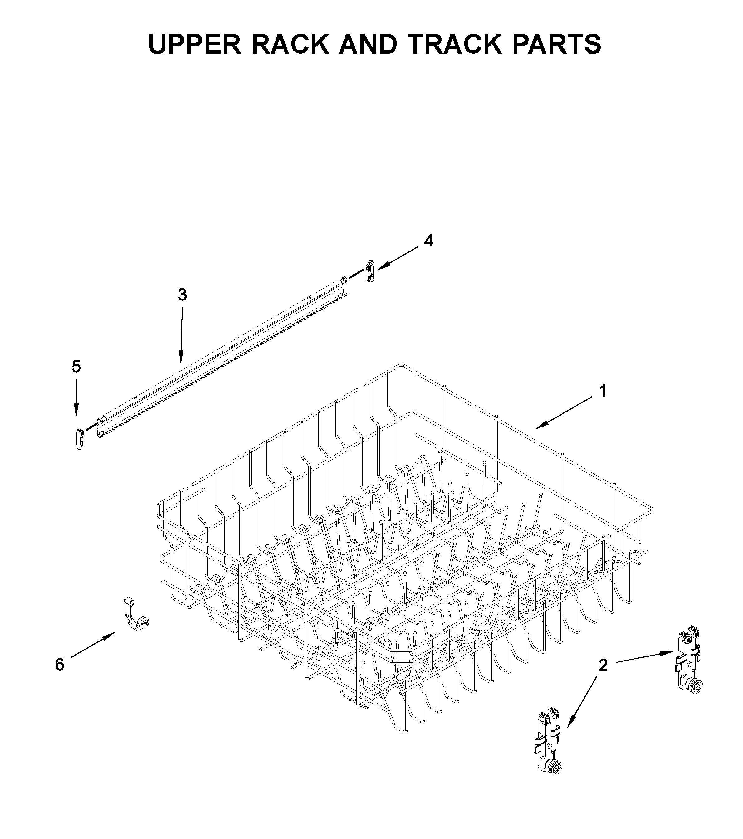 Upper rack and track parts