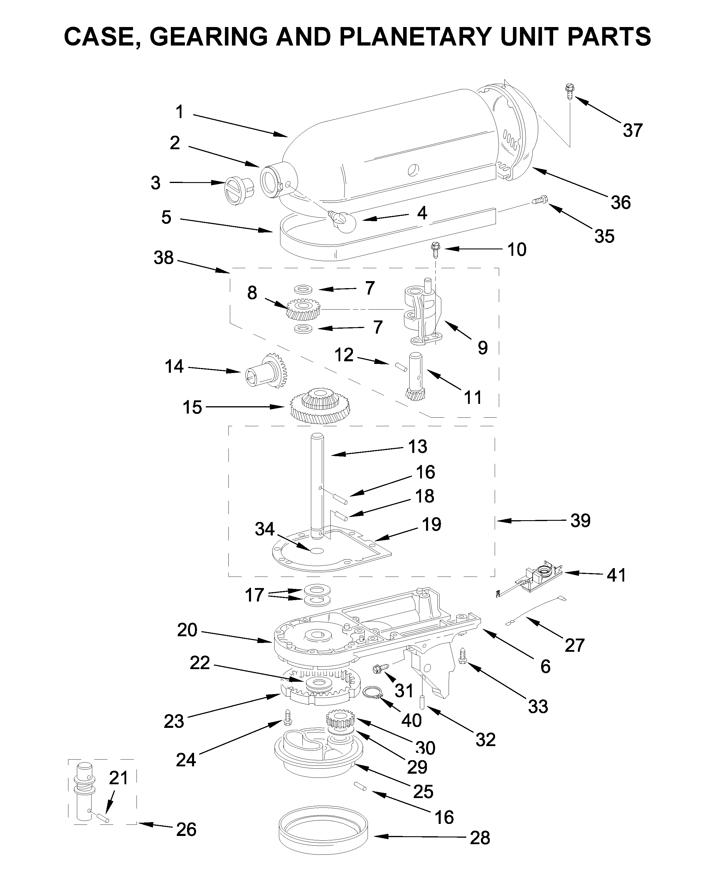 CASE, GEARING AND PLANETARY UNIT PARTS