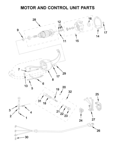 Motor and control unit parts