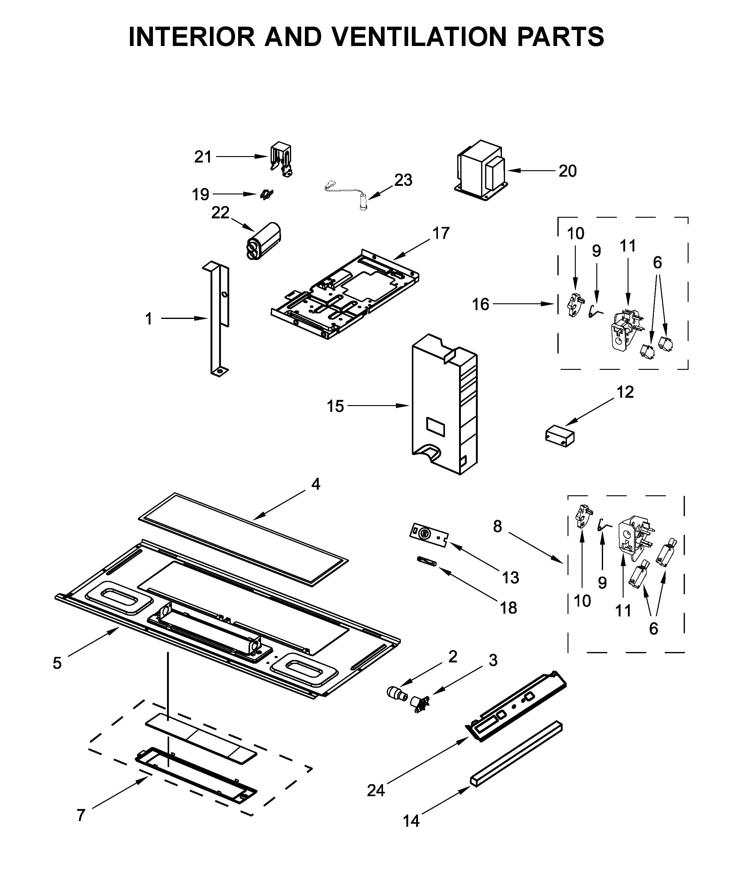 Interior and ventilation parts