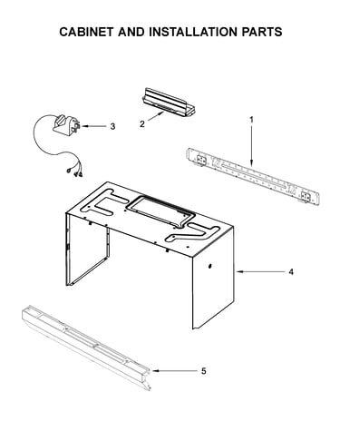 Cabinet and installation parts