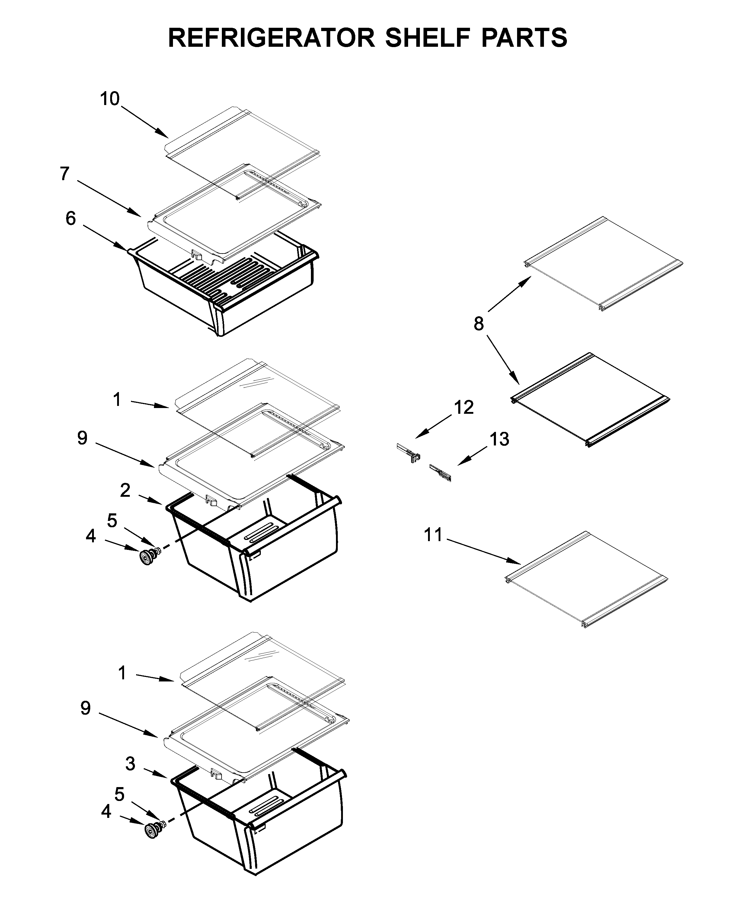 Refrigerator shelf parts
