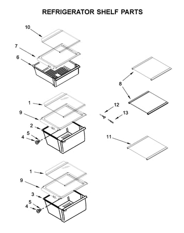 Refrigerator shelf parts