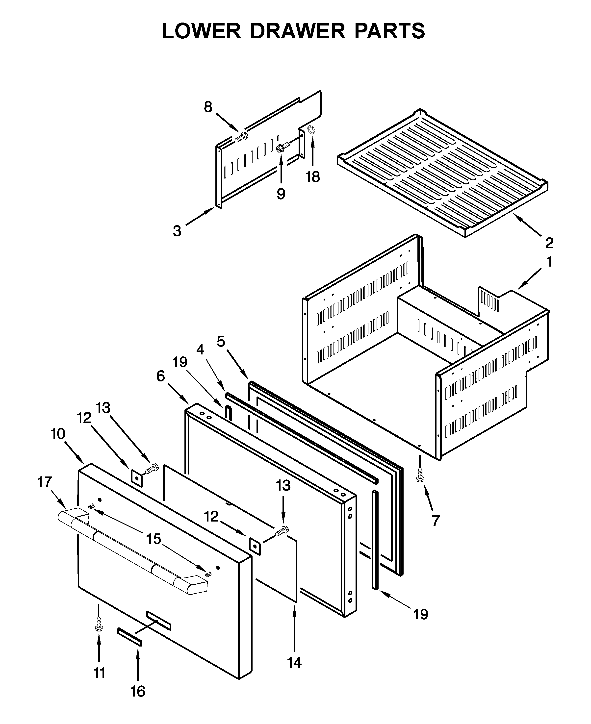 Lower drawer parts