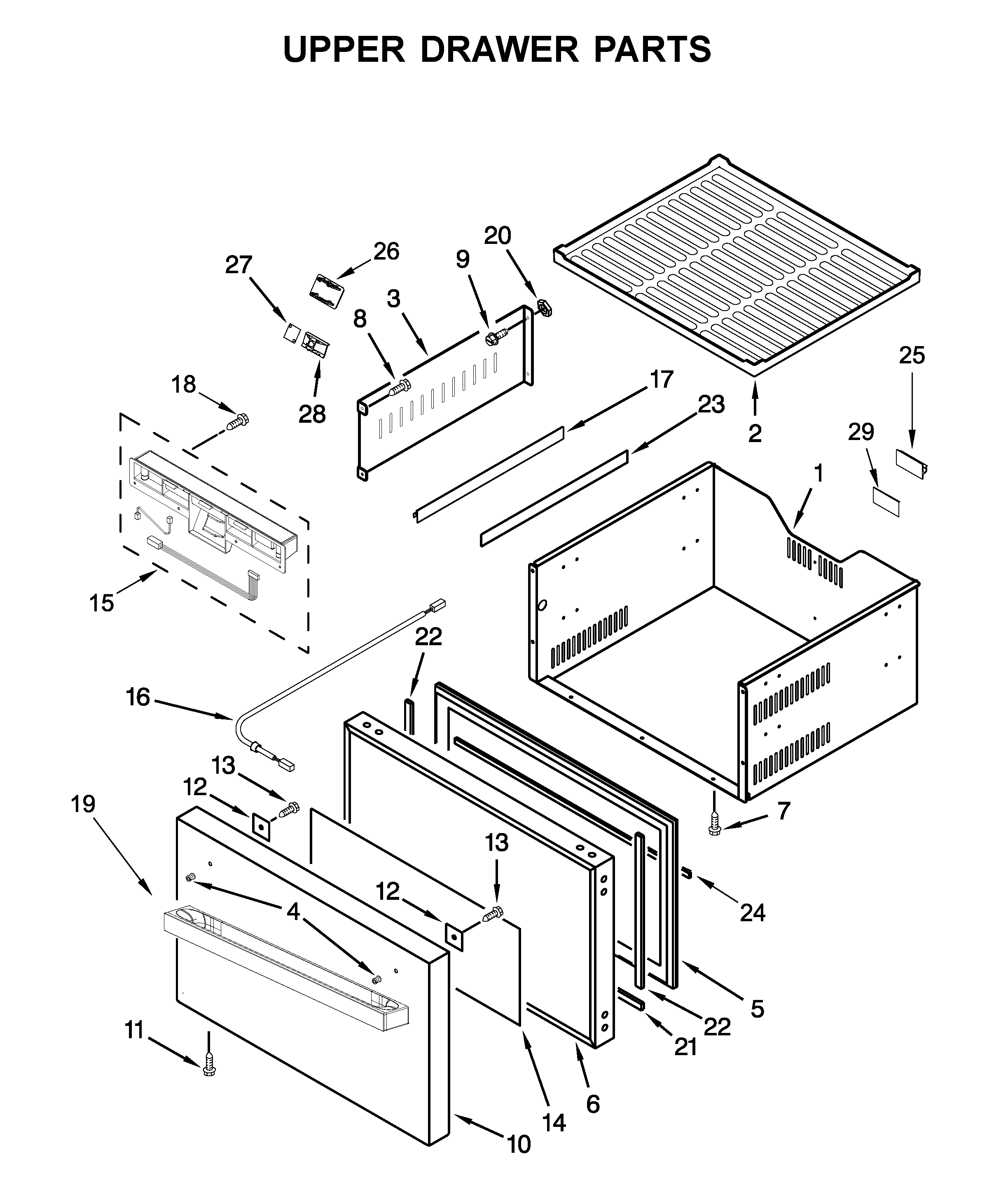 Upper drawer parts