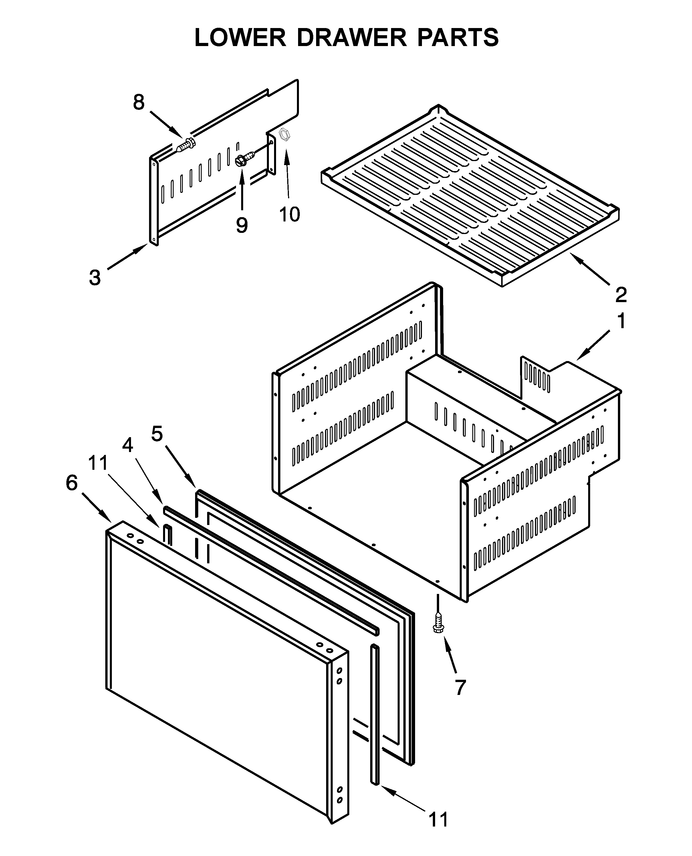 Lower drawer parts