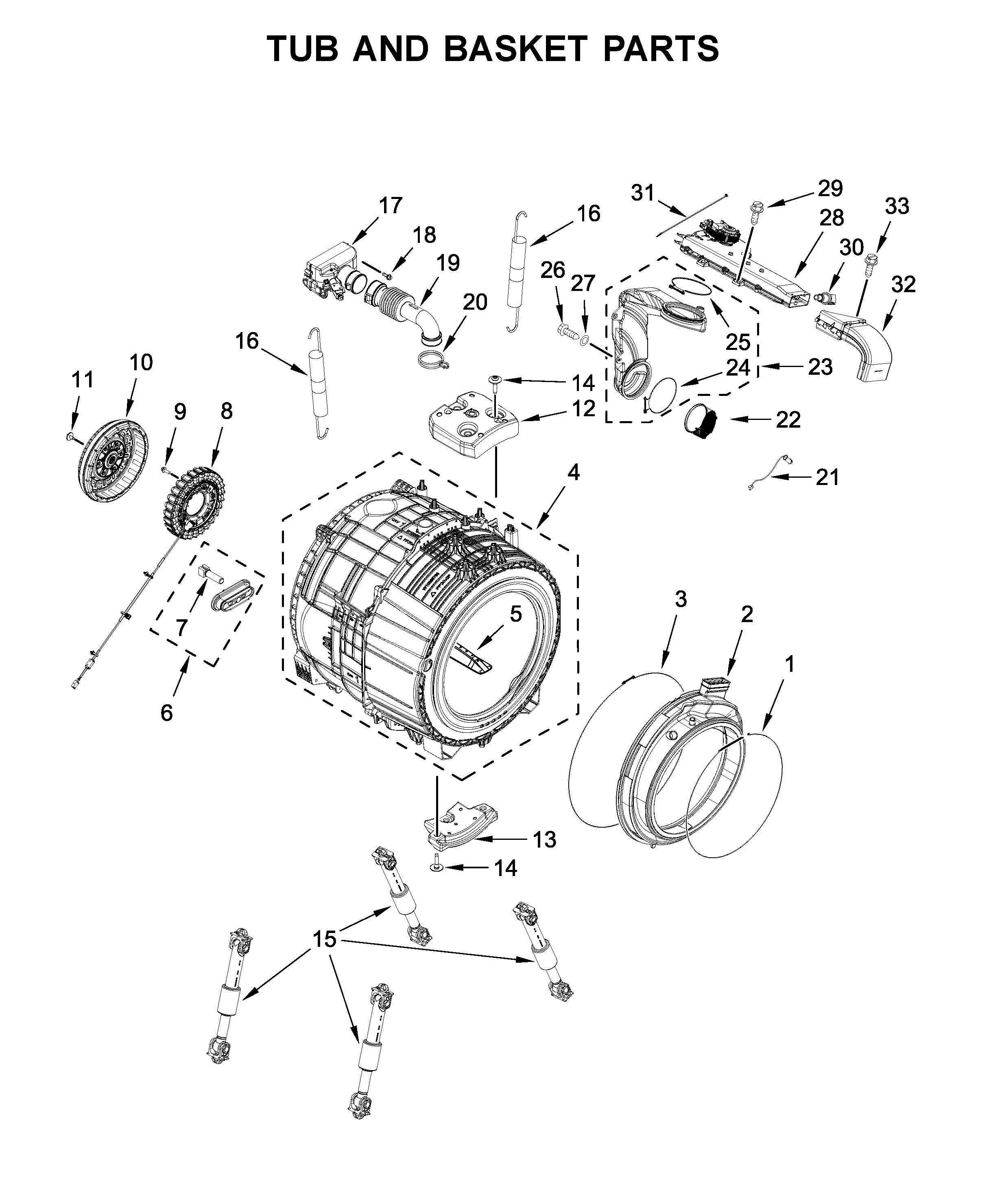 Tub and basket parts