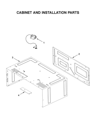 Cabinet and installation parts
