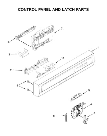 Control panel and latch parts
