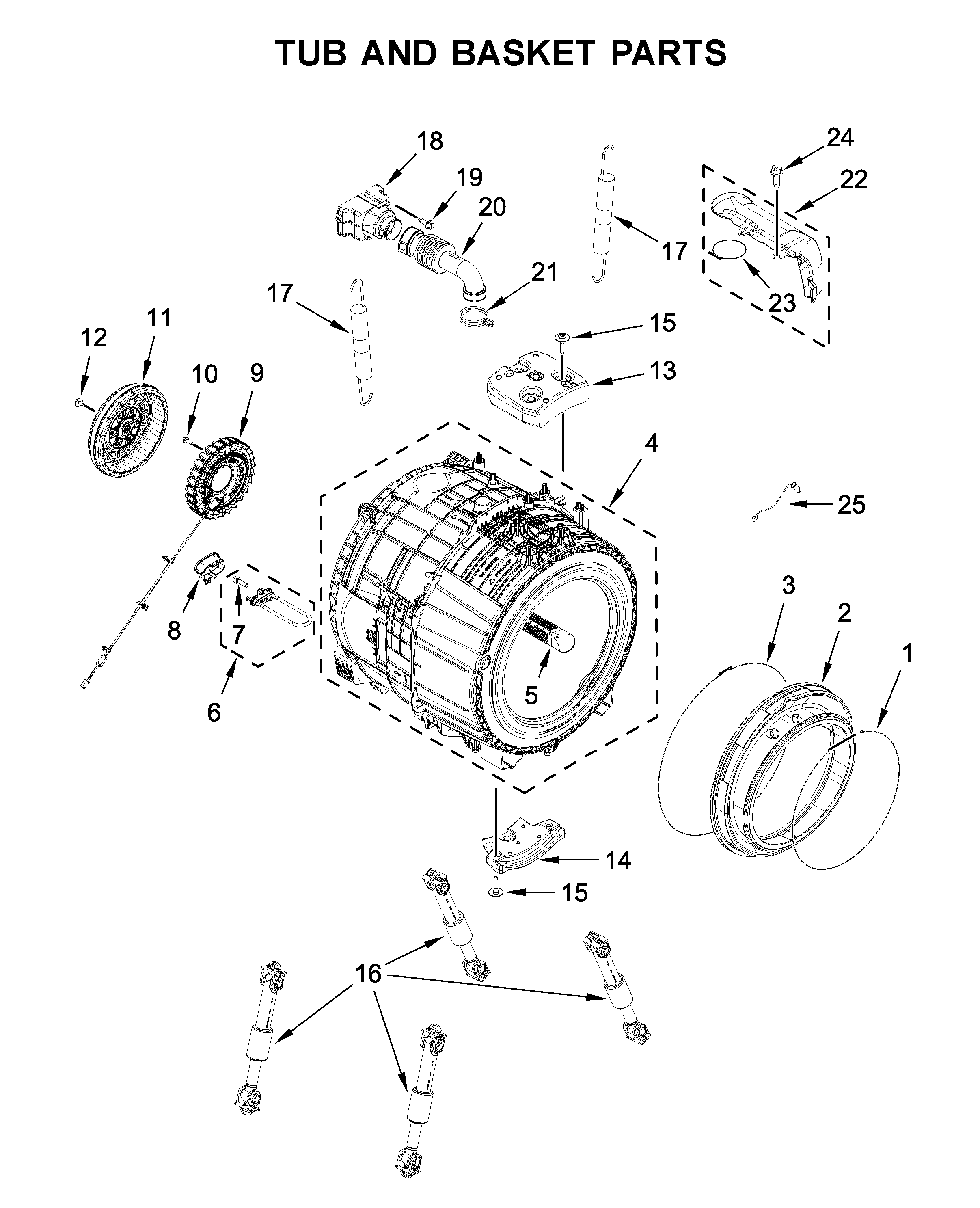 Tub and basket parts