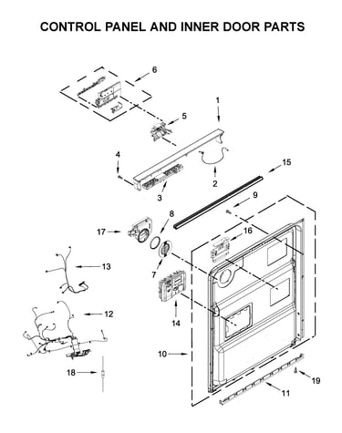 Control panel and inner door parts
