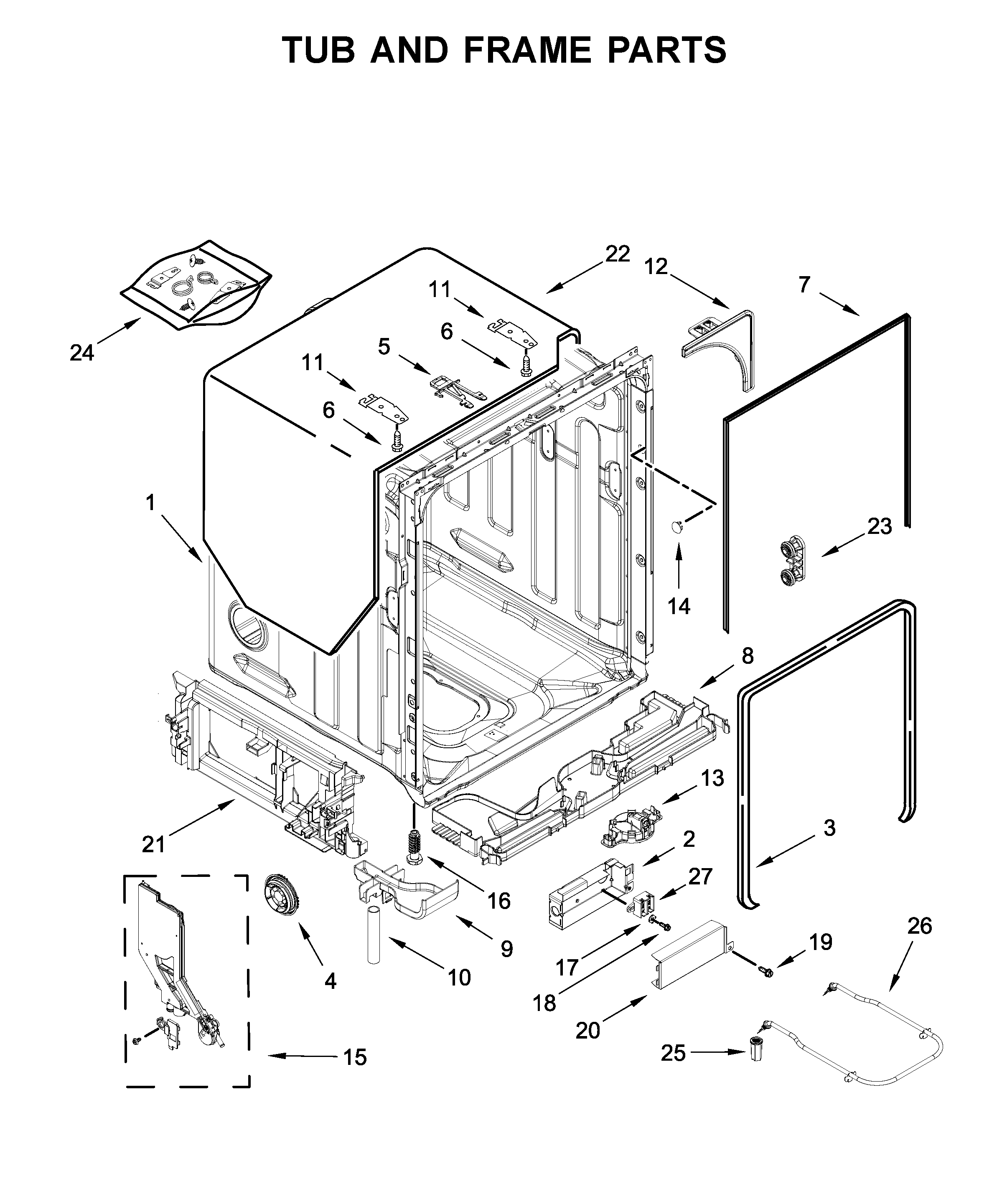 Tub and frame parts