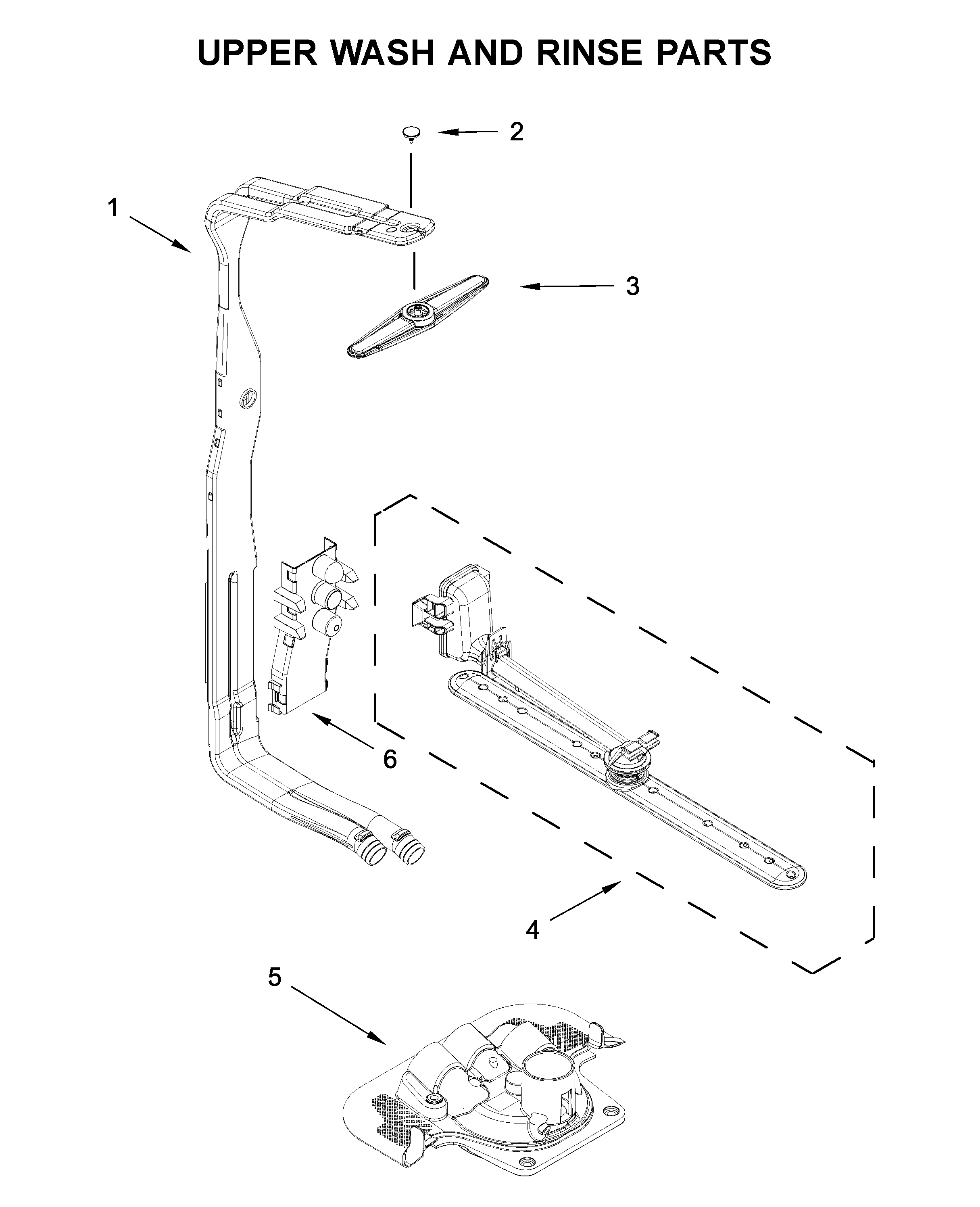 Upper wash and rinse parts