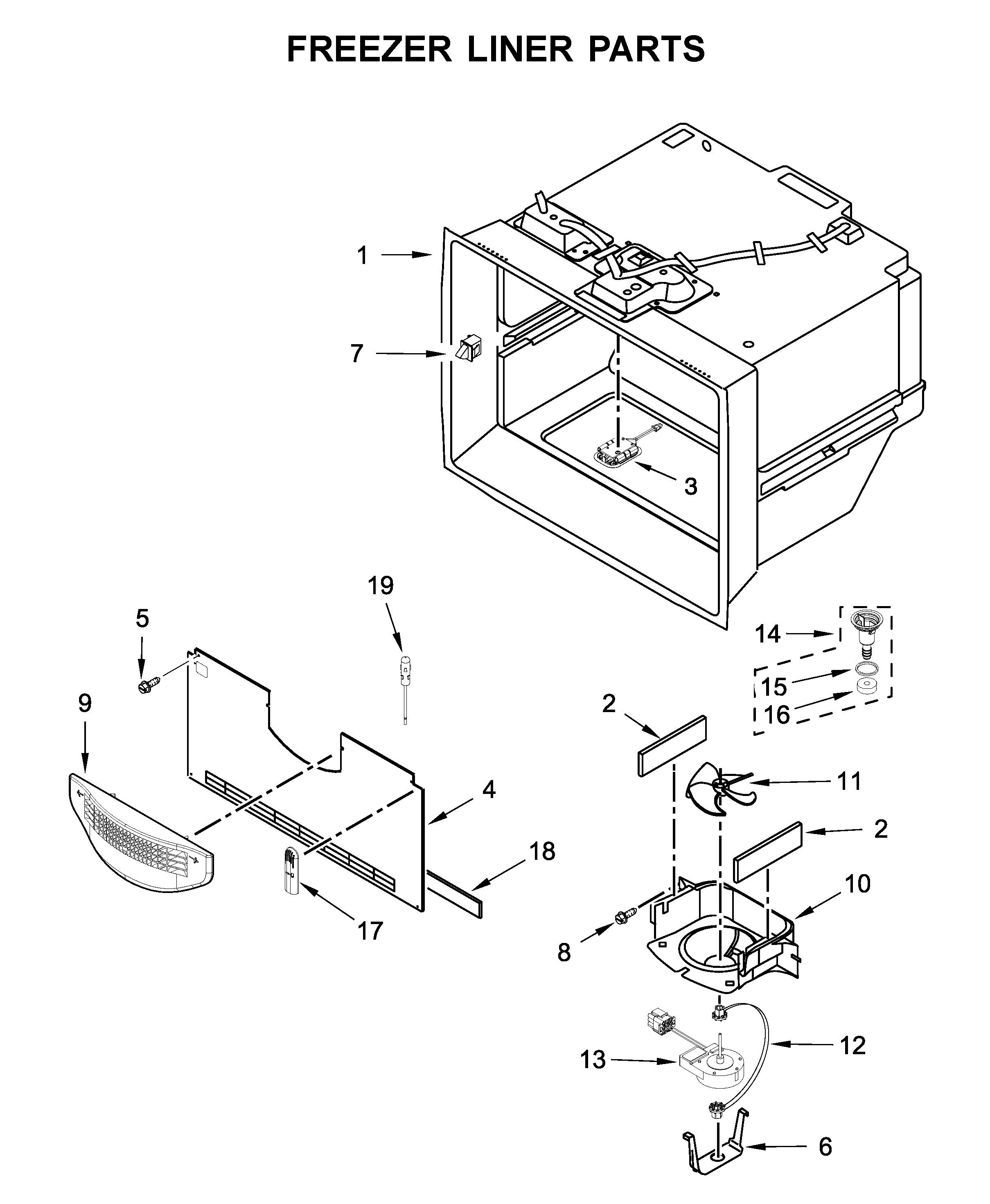 Freezer liner parts