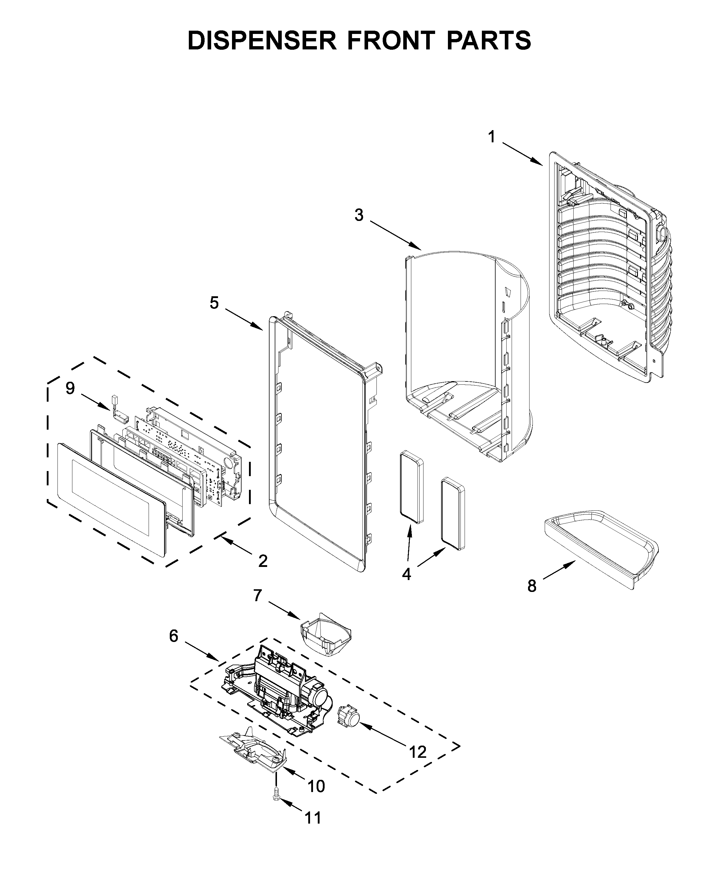 Dispenser front parts