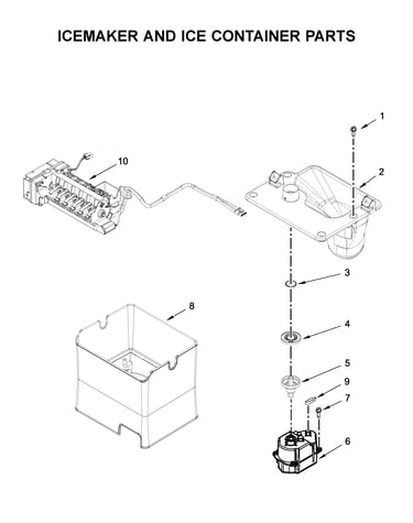 Icemaker and ice container parts