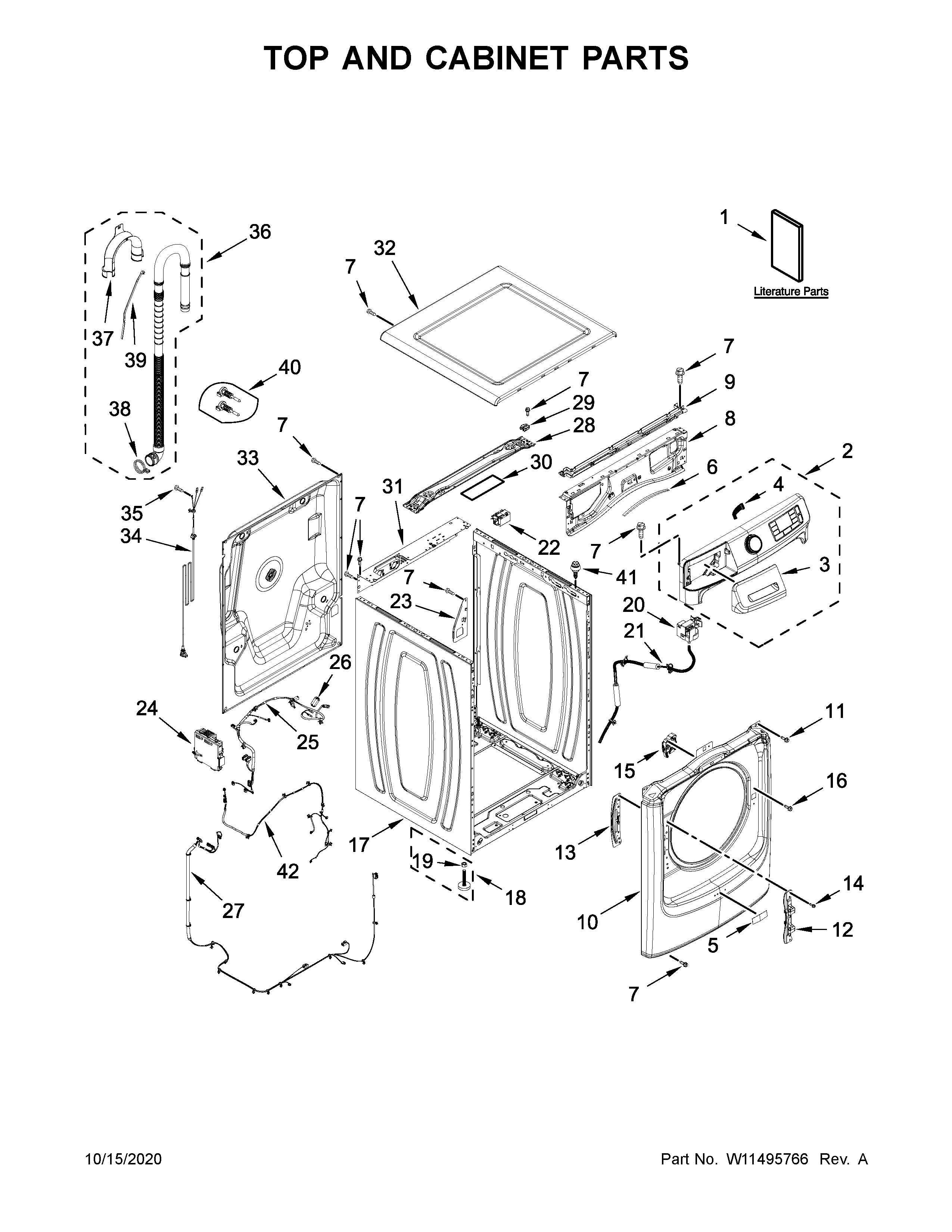 Top and cabinet parts