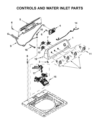 Controls and water inlet parts