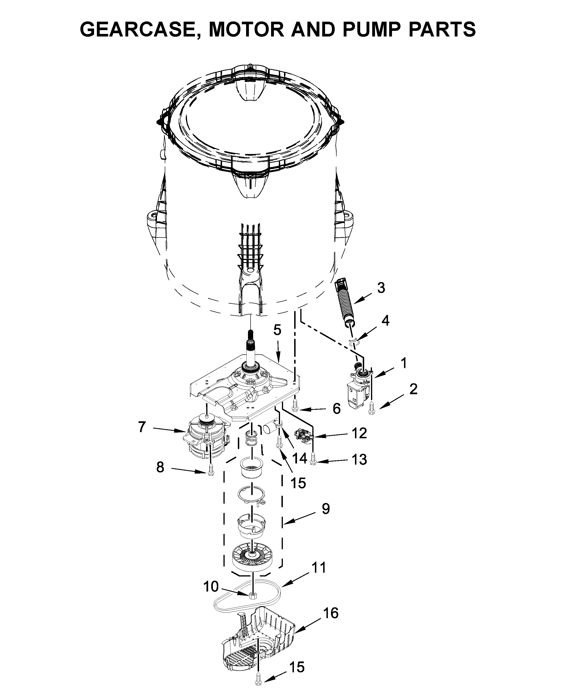 Gearcase, motor and pump parts